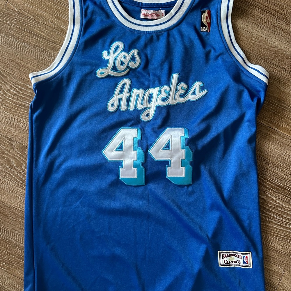 Mitchell & Ness Stitched Jerry West Los Angeles Lakers Blue Jersey #44